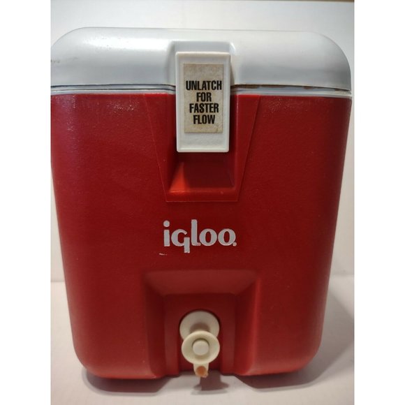 Vintage Igloo Snowflake Water Cooler Jug Ice Chest Square 1 Gallon Spout Red - Picture 1 of 9